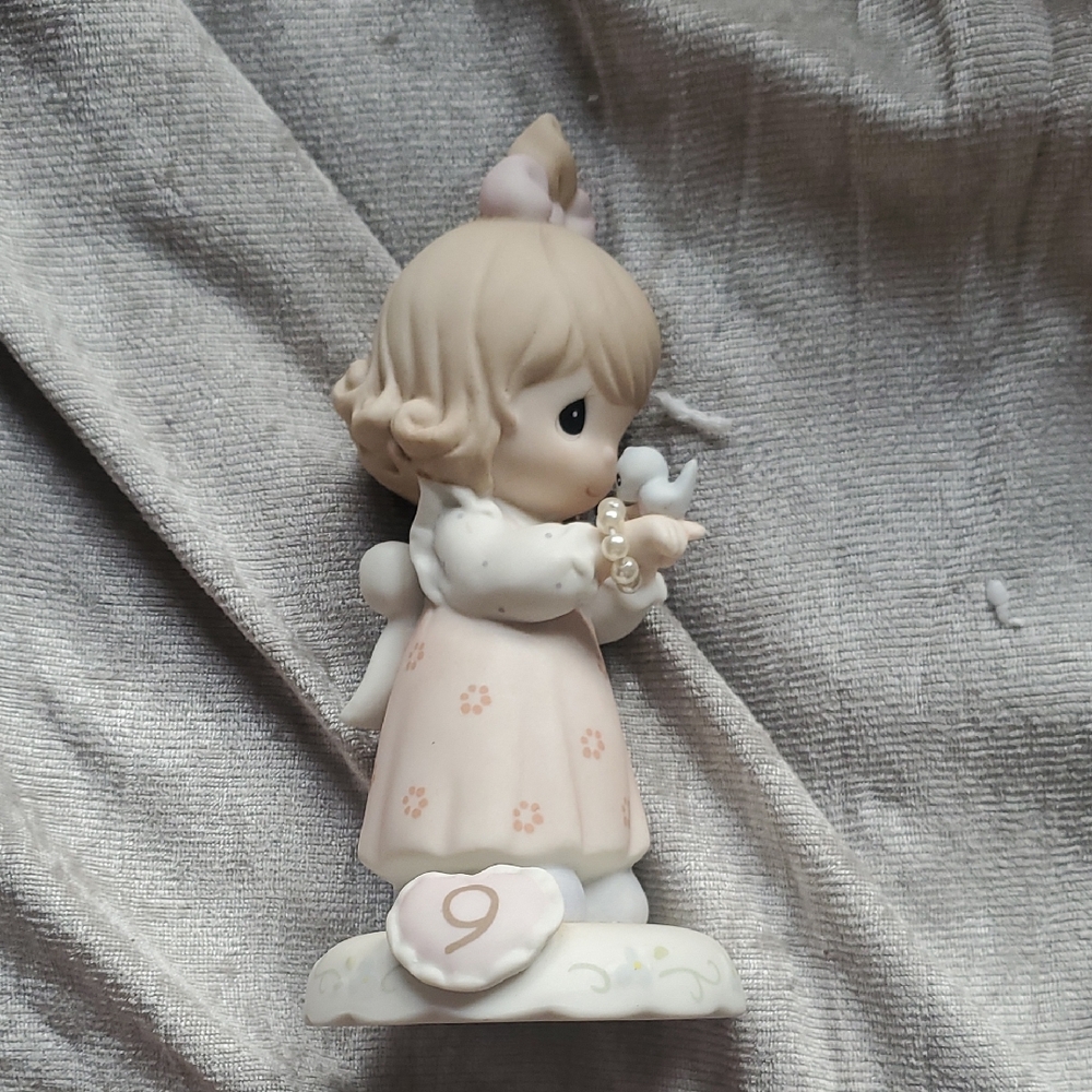 Aging With Grace Age 9-Precious Moments Brunette Figurine in Pink and White